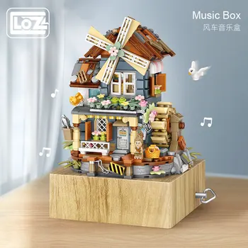 LOZ klasikinės, vėjo malūnas house music box music box mažų dalelių surinkti blokai žaislas nacionalinės banga įspūdį modelis