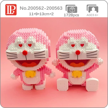 LP Anime Doraemon Pink Cat Robotas Sėdėti, Stovėti, Gyvūnų Augintinių, Širdies 3D Modelis Mini Diamond Blokų, Plytų Pastatas Žaislas Vaikams ne Lauke