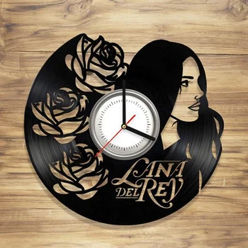 Lana Del Rey CD Įrašyti Sieninis Laikrodis Vinilo Tuščiaviduriai 3D Dekoratyvines Kabinti Meno Dekoro Laikrodis Klasikinis, Išskirtinis Sieninis Laikrodis Klasikinis