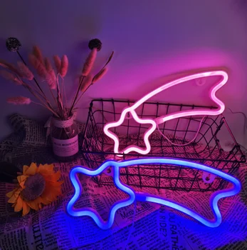 Led meteoras formos neoninės šviesos, spalvinga vaikų kambario dekoratyvinis apšvietimas kūrybos naktį žibintai