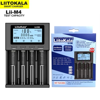 LiitoKala Lii-M4 3.7 V 1.2 V Baterija LCD Ekranas Universalus Protingo Įkroviklio Bandymo Pajėgumas, 26650 18650 21700 18500 AA, AAA ir T.t