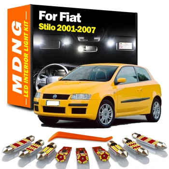 MDNG 14Pcs Už Fiat Stilo 2001 2002 2003 2004 2005 2006 2007 Automobilio Lempos, LED Interjero Dome Žemėlapis Šviesos Kit Car Canbus Led Lemputes