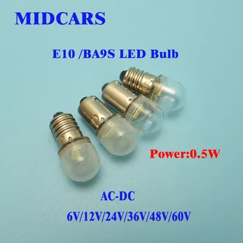 MIDCARS Aukštos Kokybės 6 V T4w Ba9s E10 LED Lemputė Lemputė 12V SMD Ledchip 48V Galiniai 24V