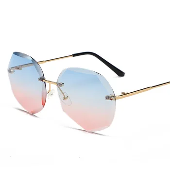 Mados Taškus Gradientas Akiniai nuo saulės Moterims Prekės ženklo Dizaineris Atspalvių Pjovimo Objektyvas Metaliniais Karkasais Derliaus Saulės akiniai oculos de sol