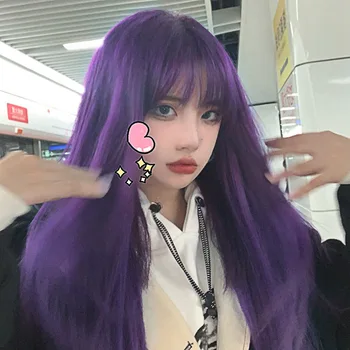 Mados Tendencijos Cosplay Moterų Violetinė Perukas Asmenybės Harajuku Cute Lolita Hottie Anime Vaidmuo Žaisti Atėnė Ilgi Tiesūs Plaukai