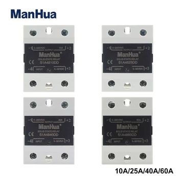 ManHua SSR 10A/25A/40A/60A 3-32VDC Įėjimas 5-220VDC Galia Viena Fazė DC-DC SSR (Solid State Relay Modulis