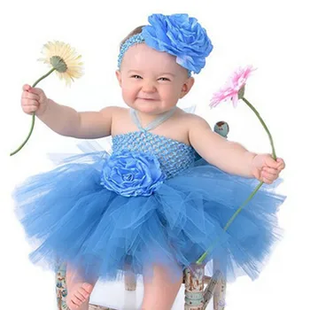 Mielas Kūdikis Merginos Nėrimo Gėlių Tutu Suknelė Mergaitėms Purus 1Layer Tiulio Baleto Tutus su Daisy Kūdikių Šalies Pokylių Suknelės Medžiaga