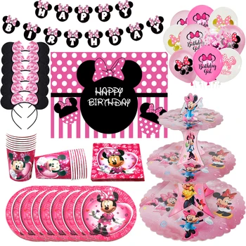 Minnie Mouse Gimtadienio Dekoracijas, Vienkartiniai Indai, Popieriniai Taurės Plokštė Balionas Daugiau Vaikų Mergaičių Šalis Dekoro Prekes