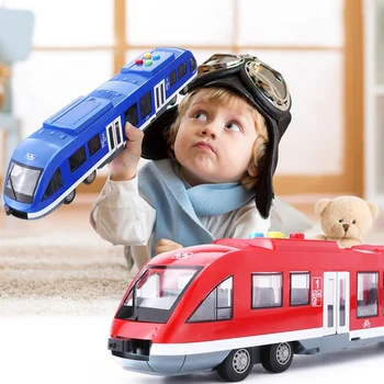 Modeliavimo Inercijos Miesto Metro Traukinio Žaislų Automobilio Modelio, Dvigubos Durys, Vaikų Dėlionė Su Šviesa Muzikos Istorija Žaislas Automobilis Vaikų Dovanų
