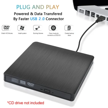 Multi-naudoti Optinio įrenginio Atveju 5Gbps USB 2.0 SATA Išorinis DVD / CD-ROM RW Grotuvas, Optiniai įrenginiai, Talpyklos Atveju