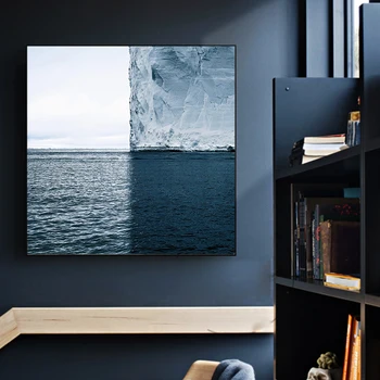Mėlyna Jūra Ledkalnio Kraštovaizdžio Drobės Tapybos Plakatai ir Spausdina Quadros Sienos Meno Nuotrauką Kambarį Namo Apdaila Cuadros