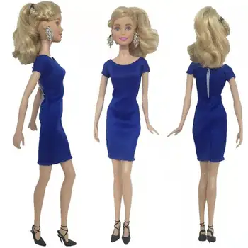Mėlyna Mados Office Lady Suknelė Barbie Lėlės Drabužiai Vakare Šalis Suknelė, Komplektai, 1/6 BJD Doll House Priedai Vaikas Cosplay Žaislas