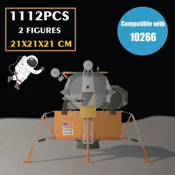Mėnulis Kosmoso Raketų 11 Mėnulio Lander Kūrimo Bloką 10266 Ekspertų Plytų Su Astronautas Statybos Žaislai Vaikams Dovanos