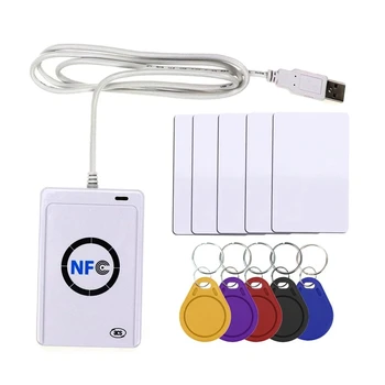 NFC USB Skaitytuvas ACR122U bekontaktis smart ic Kortelės ir rašytojas rda kopijavimo aparatas Kopijavimo aparatas popierinės kopijavimo aparatų matricos 5vnt UID Permainingi Žymeklį Kortelė Raktas Fob