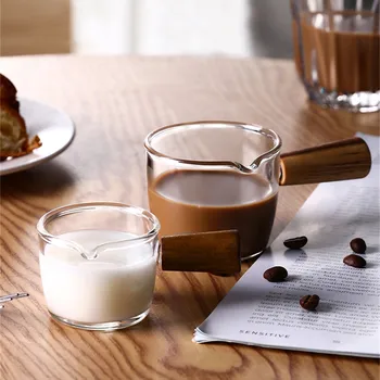 Natūralaus Medžio Rankena Espresso Kavos Puodelį, Aišku, Pieno, Sulčių taurelė su Vandens Atsparus Karščiui Retro Vandens Gėrimas Drinkware