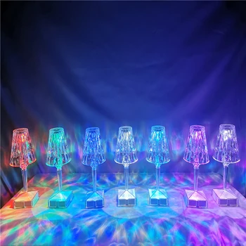 Naujas Crystal Touch Naktį Šviesos Deimantų Kristalų Stalo Lempa LED Dekoratyvinis Stalo Lempa RGB Spalvingos Spalvos Besikeičiančios Dekoratyvinės Lempos
