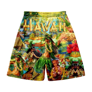 Nauji vyriški Havajai Šortai Palmių Spausdinti Mėlynos spalvos Šortai Vasaros Paplūdimio Plaukimo Dėvėti Quick Dry Vyrams Ir Moterims