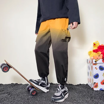 Nauji vyriški Šoninių Kišenių Haremo Kelnės Hip-Hop Jogger Sweatpants Vyrų Streetwear Elastinga Juosmens, Palaidi Vyrų Kelnės Japonų Stiliaus
