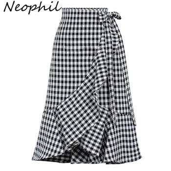 Neophil 2022 M. Vasarą Pledas Modelis Anglija Stiliaus Undinė Midi Moterų Sijonas Varčias Derliaus Ponios Office Dėvėti Darbo Jupe Femme S1530