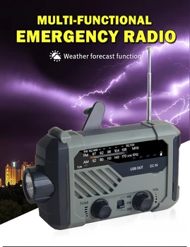 Nešiojamų Multi-funkcija Radijas 3 1. Pagalbos Žibintuvėlis Lauko Pusės-Cranked Saulės Įkrovimo Teleskopinė Antena SOS Įspėjimo