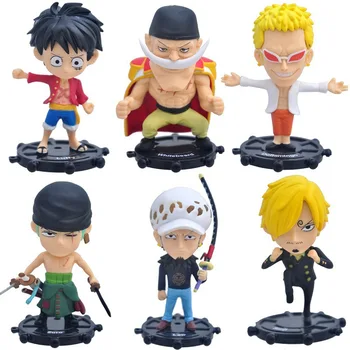 Nustatyti 6 Gabalas 11cm One Piece Anime Pav Q Versija, Žaislų, Animacinių filmų Statulėlės Lėlės Modle Luffy Zoro Sanji Pvc Modelio Surinkimo Žaislą Dovanų