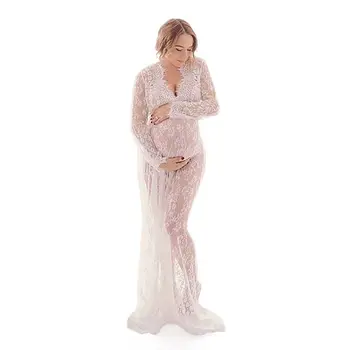Nėštumo metu moterų Suknelės, nėriniai Fotografijos Rekvizitai Maxi Motinystės Suknelė Motinystės Drabužiai