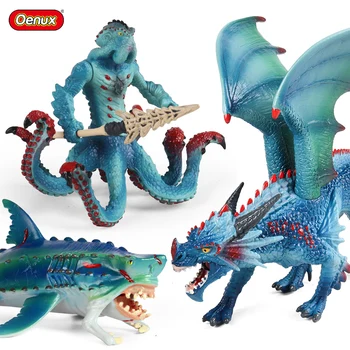 Oenux Naujas Plaukioja Magija Dragon Dinozaurai Veiksmų Skaičiai Savage Žuvys, Aštuonkojai Krabų Phoenix Gyvūnų Modelio Surinkimo Vaikams, Žaislų, Dovanų