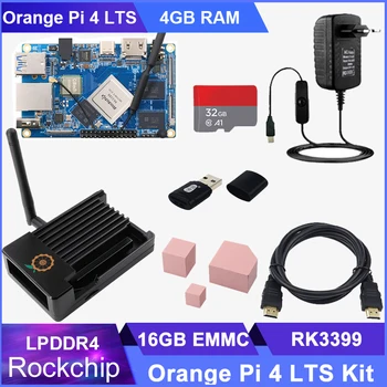 Oranžinė Pi 4 LTS 4 GB 16GB EMMSP LPDDR4 RK3399 Wifi+BT5.0 Gigabit Ethernet Neprivaloma Metalo Atveju Galios Paleisti Android Ubuntu, Debian OS