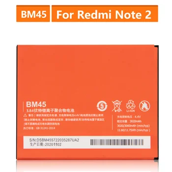 Pakaitinis Akumuliatorius Xiaomi Mi Redmi 2 Pastaba redmi nota2 Redrice Note2 BM45 Įkrovimo Telefono Baterija 3060mAh
