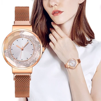 Prabanga kalnų krištolas Moterų Laikrodžiai Mados Magnetas Užsegimas Laikrodį už Ponios Laikrodis Dovana Reloj Mujer Zegarek Damski