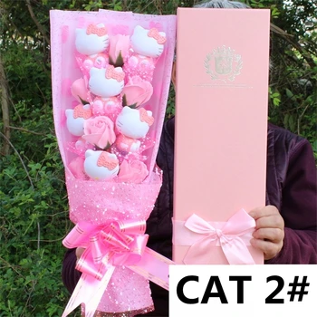Rankų Plastiko Cute Kačių Dirbtinis Muilo Gėlių Puokštė Dovanų Dėžutėje Namų Puošybai Kūrybos Valentino Gradacijos Dovanos