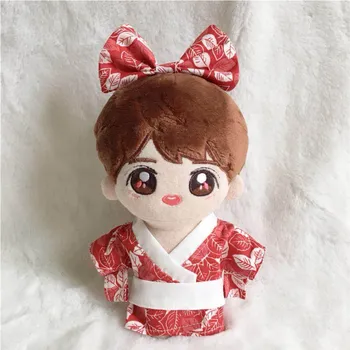 Raudona 10cm /20cm medvilnės animacinių filmų lėlės Kimono Stiliaus drabužiai tinka 