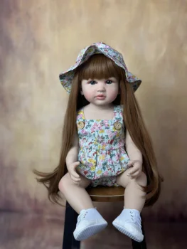 Reborn Baby Rudi Plaukai Tikroviška Visą Silikono Įstaiga Mergina Lėlės Žaislas 55 CM 22 Colių Realus Princesė Bamblys Bebe Dovana