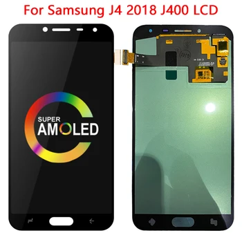 SUPER AMOLED J400-LCD Samsung Galaxy J4 2018 J400 J400F J400G LCD Ekranas Jutiklinis Ekranas skaitmeninis keitiklis Asamblėjos SM-J4 2018 LCD