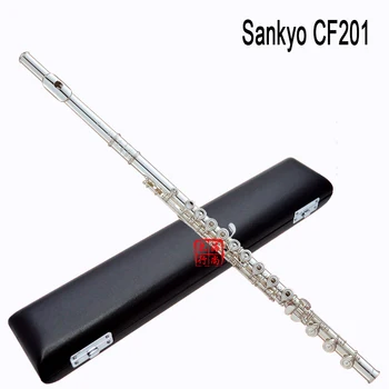 Sankyo CF201 Aukštos Kokybės Naujas fleita muzikos instrumentų E-Klavišas sidabro C Melodija MAŽOS B Fleita groja Muzika profesinio lygio