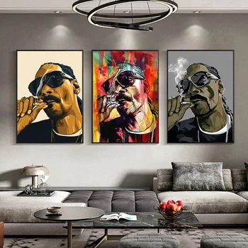 Snoop Dogg Rūkymas Plakatai ir Spausdina Hip-Hop Reperis Portretas, Drobė, Tapyba ant Sienų, Menas Nuotraukas Kambarį Dekoro