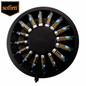 Sofirn 16 Slots Smart Baterijos Įkroviklio Lemputė AA, AAA NiMH NiCd Akumuliatoriai be baterijos Įkrovikliai