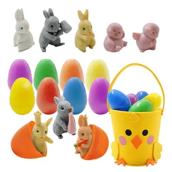 Staigmena Kiaušiniai Vaikams Užpildyti Velykų Kiaušiniai 8pcs Spalvingas Velykų Kiaušinių Kapsulės Su Bunny Miniatiūriniai Žaislai 