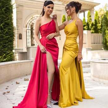 Thinyfull Undinė Prom Dresses Vieną Petį Grindų Ilgis Vakarinę Suknelę Pusėje Ritininės Saudo Arabija Dubajus Kokteilis Suknelė PlusSize