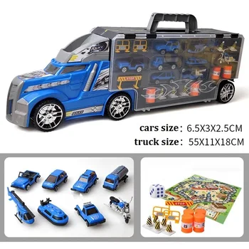 Transporto Sunkvežimis su Mažais Metalų Lydinio, Automobilių Žaislai, Eismo ženklai, Vaikų berniukų Konteinerių Laikymo Dėžutė Kalėdų Dovana švietimo