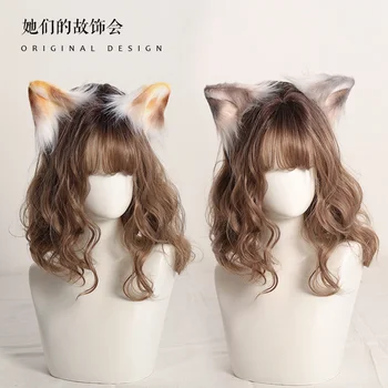 Trys Gėlės Kačių Ausų Šukuosena Rankų Žvėris Ausies Hairband JK lolita Staigius Mielas Japonijos lolita Plaukų Aksesuarai