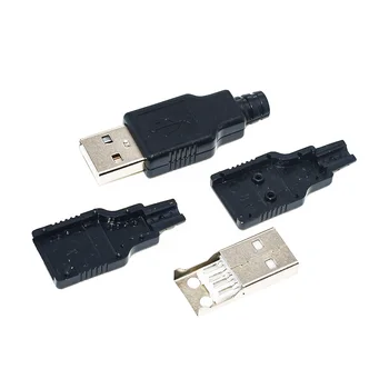 USB Vyrų Lankelis plastikinę Dėžutę, Trijų dalių USB Kištukas, USB Sąsajos Tipas 4P su Lukštais (Encrust)