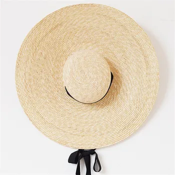 USPOP natūralių šiaudų skrybėlės moterims vasaros saulė plačios skrybėlės kraštų paplūdimio skėtį nuo saulės flat top nėriniai-up paplūdimys skrybėlės