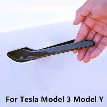 Už Tesla Modelis 3 Modelis Y Automobilių Durų Rankena Wrap Lipdukai 4 Gabalus Nustatyti ABS Plastiko Pakeitimo Rankena Padengti Rinkinys Raštas