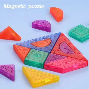 Vaikai Magnetinė 3D Dėlionė, Dėlionės Tangram Mąstymo Mokymo Žaidimas Kūdikių Montessori Mokymo Švietimo Plastikiniai Žaislai Vaikams