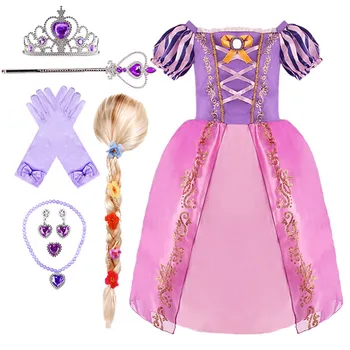 Vaikai Rapunzel Suknelė Maža Mergaitė Princesė 2 3 4 5 6 7 8 Metų Amžiaus Suknelė Vaikų Vasaros Cosplay Suknelė Karnavalas Šalies Sluoksnių Suknelė
