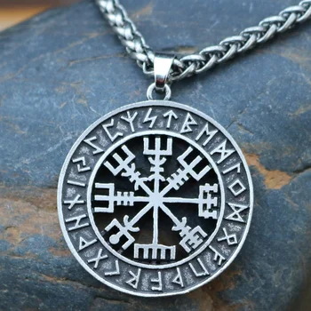 Viking Kompasas Karoliai Vyrams Senovinių Sidabro Spalvos, Apvalus Kompasas Pakabukas Karoliai Amuletas Papuošalai