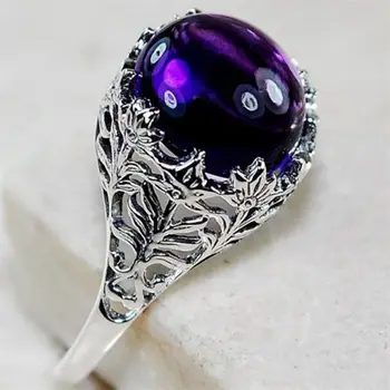 Violetinė Cirkonis Žiedas Antikvariniai Tailando Sidabro Žiedas 925 Sidabro Papuošalai Ametistas Žiedas