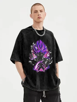 Vyrai Hip-Hop Streetwear Plauti Marškinėliai Japonų Anime Spausdinti Negabaritinių Marškinėliai Harajuku Medvilnės Prarasti Vasaros Trumpomis Rankovėmis Marškinėlius
