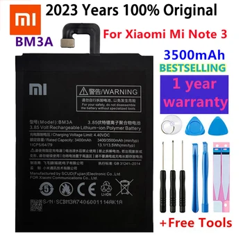 Xiao Mi Originalios Telefonų Baterijos BM3A Už Xiaomi 3 Pastaba Pakeitimo 3500mAh Baterija Didelės Talpos, Telefono Baterijų+Įrankiai